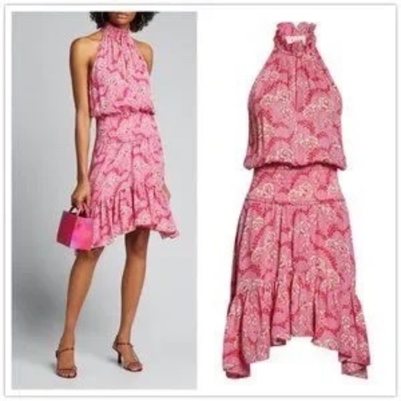 ALC Cody Floral Silk Smocked Waist Dress NEW - Picture 3 of 5